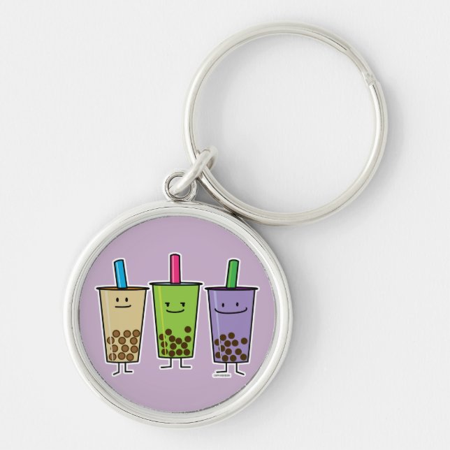 Matcha boba tea green drink milk Taro tapioca Key Ring (Front)