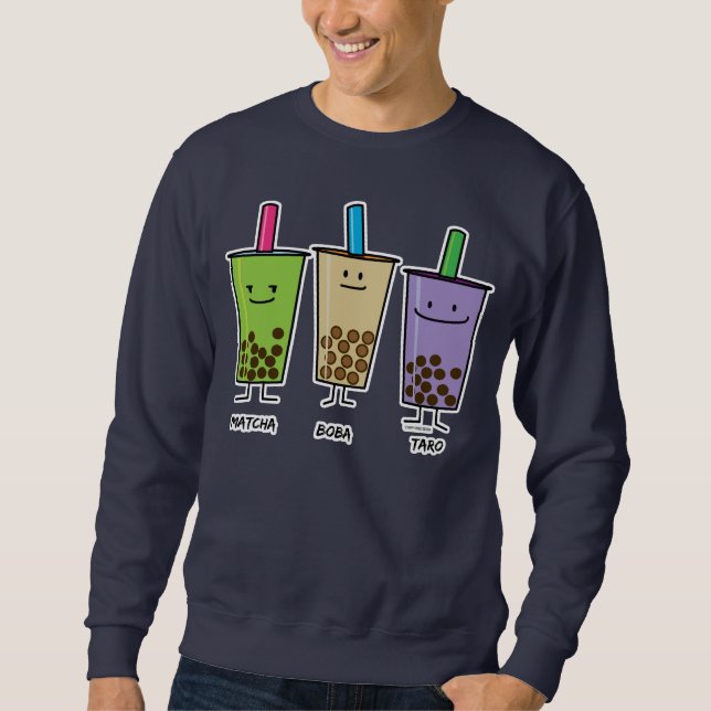 Matcha boba tea green drink milk Taro tapioca Sweatshirt (Front)