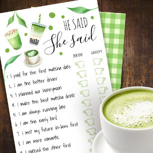 Matcha Bridal Shower Game Card