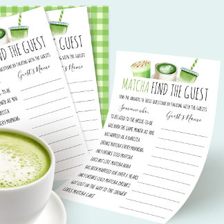 Matcha Bridal Shower Game Find The Guest Card