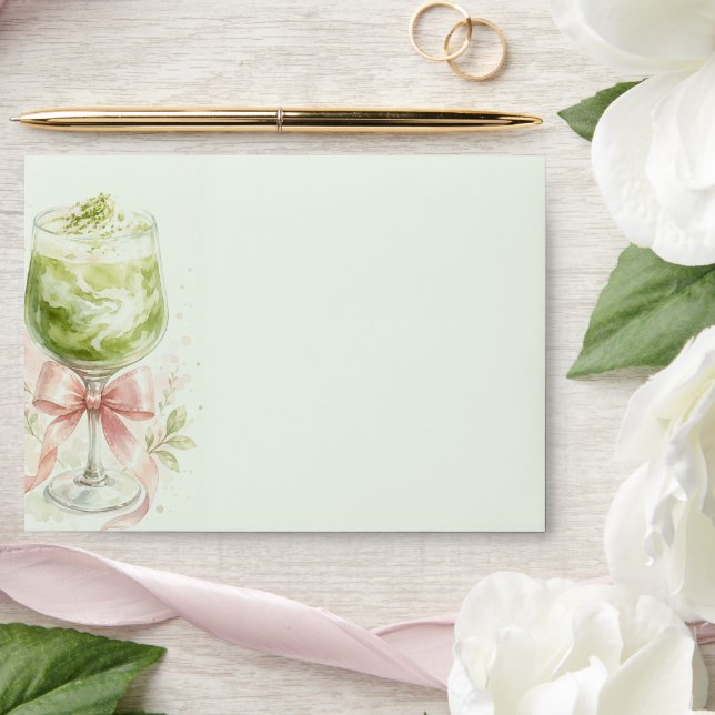 Matcha Bridal Shower Watercolor Invitation Envelope (Wedding)