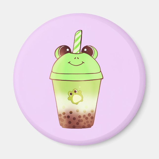Matcha Bubble Tea Milk Tea Frog  Magnet (Front)