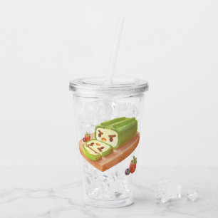 Matcha Cake Roll Illustration Acrylic Tumbler
