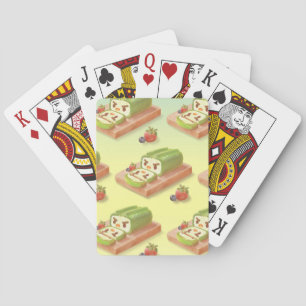 Matcha Cake Roll Illustration Playing Cards