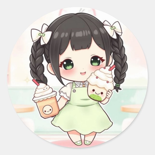 Matcha Classic Round Sticker (Front)