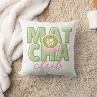 Matcha Club Green & Pink Aesthetic Cute Back Print Cushion
