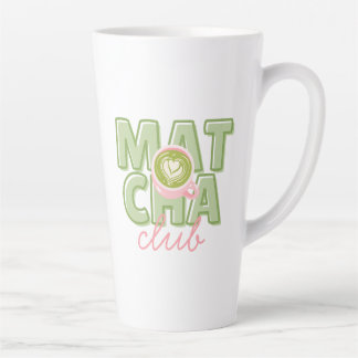 Matcha Club Green & Pink Aesthetic Cute Back Print Latte Mug