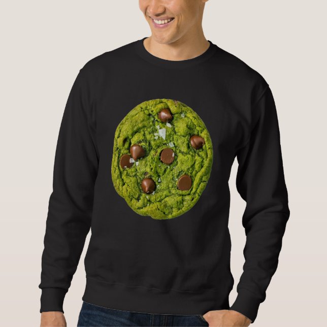 Matcha Cookie Chocolate Chip Cookie Costume Green  Sweatshirt (Front)