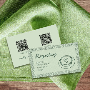 Matcha Green Bridal Shower Gift Registry QR Code Enclosure Card