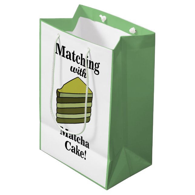 Matcha Green Cake Funny Birthday Medium Gift Bag (Front Angled)