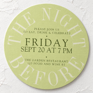 Matcha Green Round Rehearsal Dinner Invitation