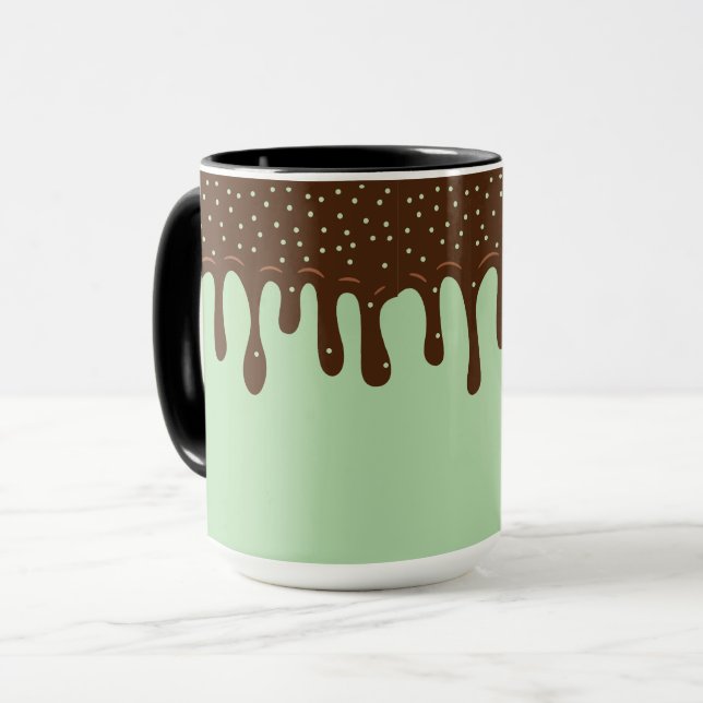 Matcha Ice Cream,Melted Choco Topping Sprinkles Mug (Front Left)