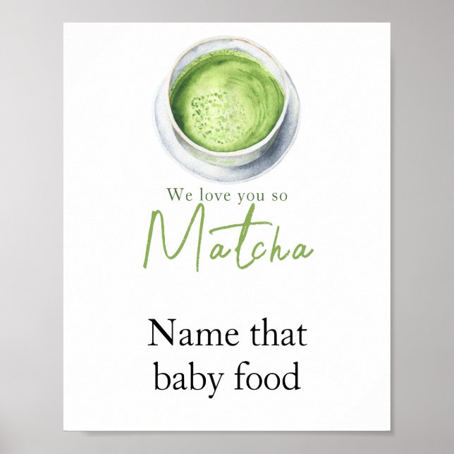 Matcha Latte Baby shower - Name that baby food Poster (Front)