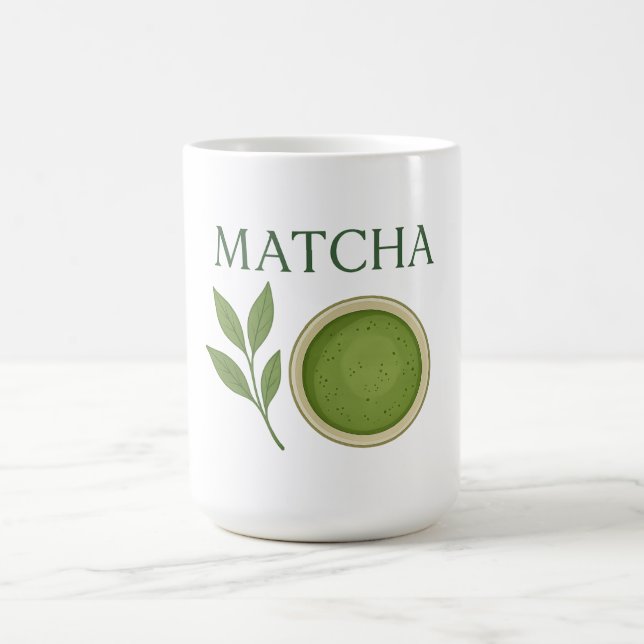 Matcha leaves and tea illustration coffee mug (Center)