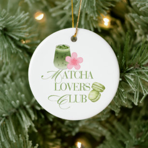 Matcha Lovers Club Green Tea Macarons & Sakura Ceramic Tree Decoration