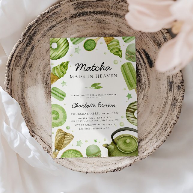 Matcha Made in Heaven Bridal Shower Invitation (Creator Uploaded)