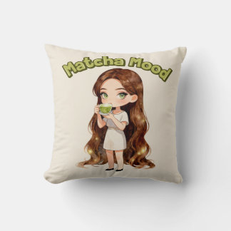 Matcha Mood Aesthetic Design Cute Green Tea Vibes Cushion