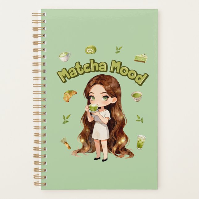 Matcha Mood Aesthetic Design Cute Green Tea Vibes Planner (Front)