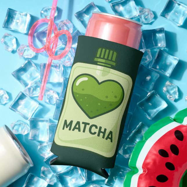Matcha Serum Pouch with Heart Design Seltzer Can Cooler (In Situ Summer)
