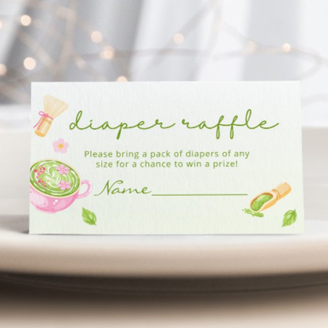 Matcha tea baby shower diaper raffle enclosure card (Creator Uploaded)