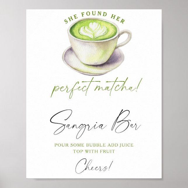 Matcha tea Bridal shower sangria bar Poster (Front)