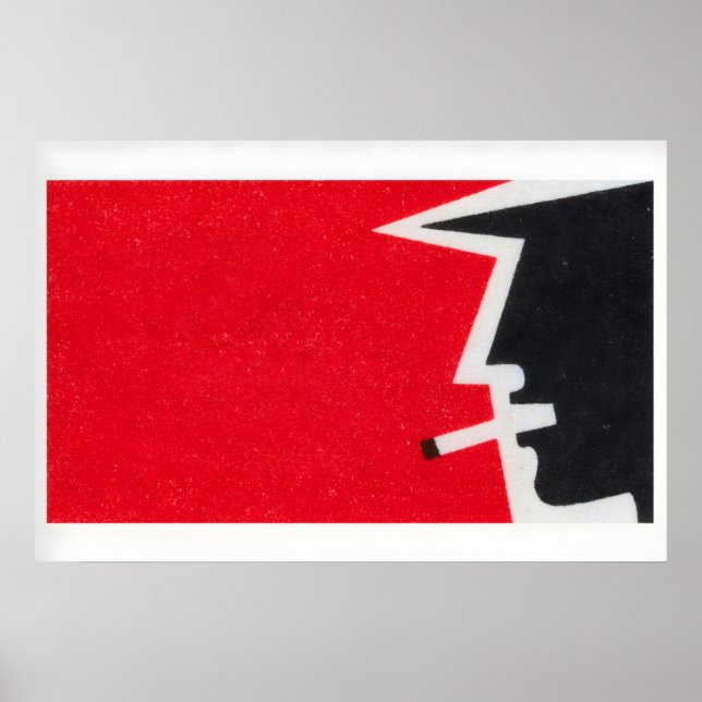 Matchbox Wall Art Vintage Man Smoking Cigarette (Front)