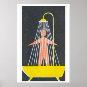 Matchbox Wall Art Vintage Shower Scene - Mid