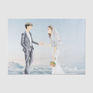 Matched in Heaven Elegant Bride and Groom Wedding  Tissue Paper