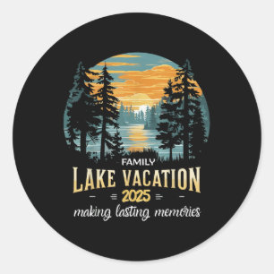 Matching 2025 Camping Hiking Cabin Family Lake Vac Classic Round Sticker