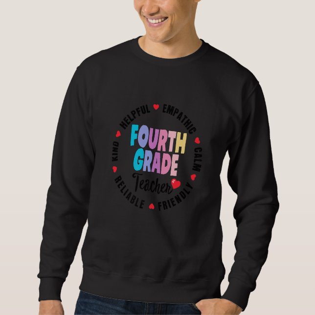 Matching 4th Fourth Grade Tribe Teacher Squad Back Sweatshirt (Front)
