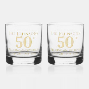 Matching 50th Golden Wedding Anniversary Whiskey Glass