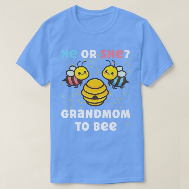 Matching Baby Gender Reveal Party He Or She Grandm T-Shirt (Design Front)
