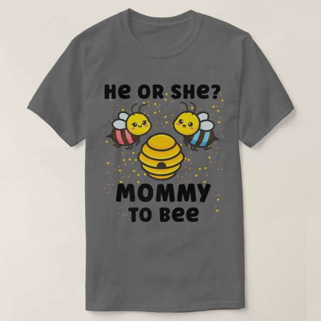 Matching Baby Gender Reveal Party He Or She Mummy  T-Shirt (Design Front)