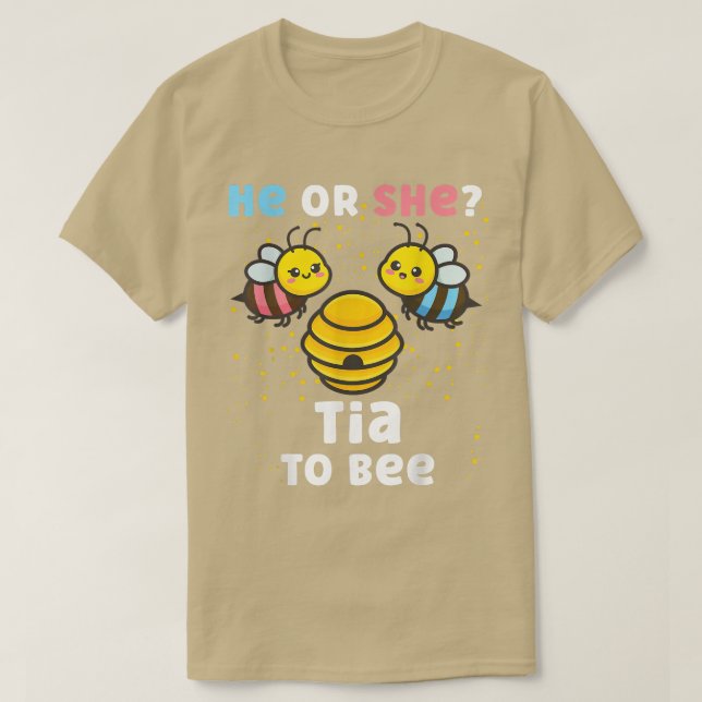 Matching Baby Gender Reveal Party He Or She Tia To T-Shirt (Design Front)