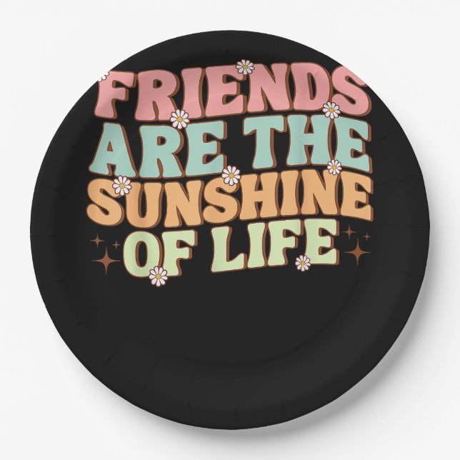 Matching Besties Flowers Friends Are the Sunshine  Paper Plate (Front)