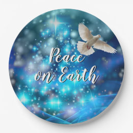 Matching Blue Dove Peace Christmas 9" Paper Plate