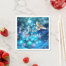 Matching Blue Dove Peace Christmas Cocktail Napkin