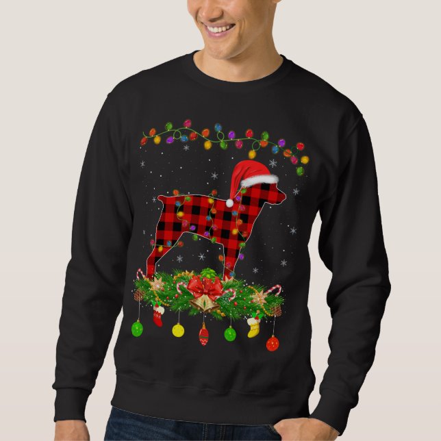 Matching Buffalo Plaid Brittany Spaniel Dog Christ Sweatshirt (Front)