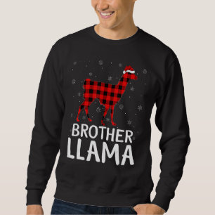 Matching Buffalo Plaid Brother Llama Christmas Paj Sweatshirt
