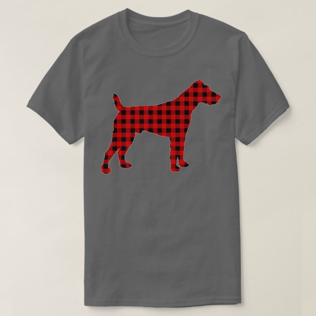 Matching Buffalo Plaid Fox Terrier Dog Christmas P T-Shirt (Design Front)