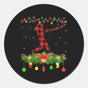 Matching Buffalo Plaid Softll Sports Christmas Paj Classic Round Sticker