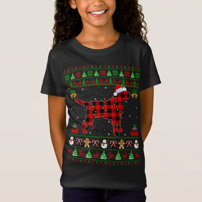Matching Buffalo Plaid Ugly Labrador Retriever Dog T-Shirt (Front)
