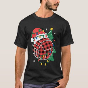Matching Buffalo Plaid Volleyball Sports Christmas T-Shirt