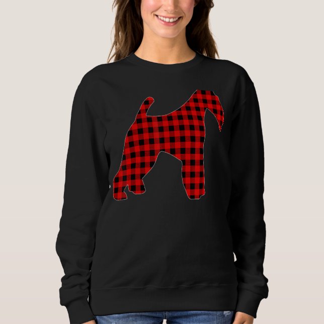 Matching Buffalo Plaid Wire Fox Terrier Dog Christ Sweatshirt (Front)