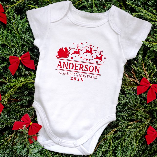 Matching Christmas Personalised Family Name T-Shirt (Matching Christmas Personalized Family Name Baby Bodysuit)