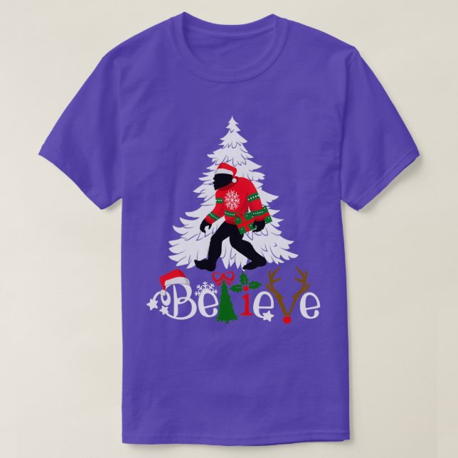 Matching Christmas Pyjamas Family Bigfoot Believe  T-Shirt (Design Front)