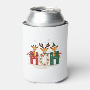 Matching Christmas Santa Hat Ho Ho Ho Giraffe Anim Can Cooler