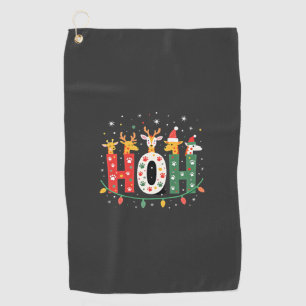 Matching Christmas Santa Hat Ho Ho Ho Giraffe Anim Golf Towel