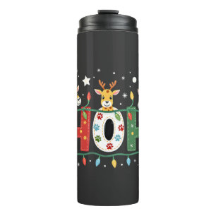 Matching Christmas Santa Hat Ho Ho Ho Giraffe Anim Thermal Tumbler
