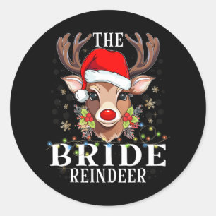 Matching Christmas The Bride Reindeer Family Classic Round Sticker